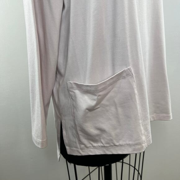 EILEEN FISHER Light Pink Long Sleeve Cotton Blend Stretch Top w/ Pockets Size XL - Picture 5 of 9